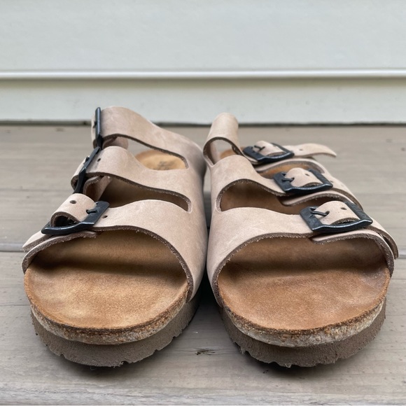 Naot Footwear Austin Sand Stone Suede Triple Strap Slide Sandals size 42 - Picture 4 of 14